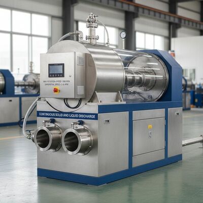 Decanter Centrifuge Machine with Max Rotation Speed 3300rpm Continuous Solid And Liquid Discharge and Differential Speed 2rpm-30rpm
