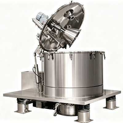 PGZ Scraper Bottom Discharge Plate Centrifuge 1250mm Drum 400L 18.5kW 304 Stainless Steel